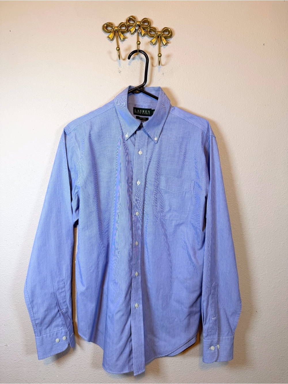 Ralph Lauren Blue Pinstripe Button-Down Shirt 100% cotton. Size S